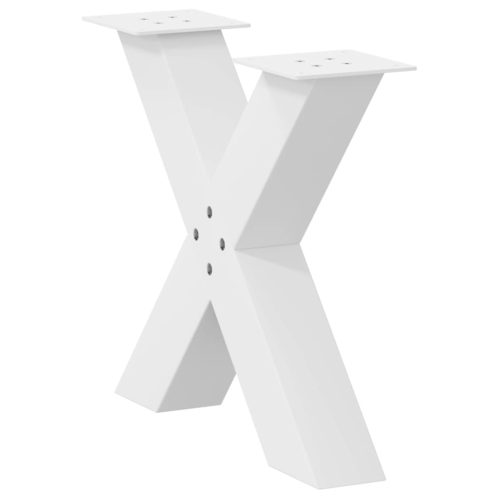 White X-Shaped Steel Coffee Table Legs, 2 Pcs, 60x(42-43) cm