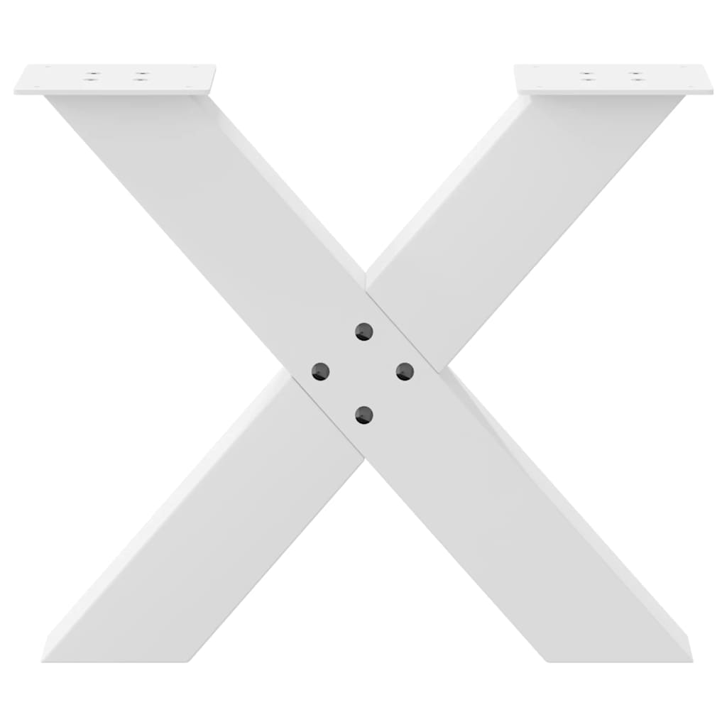 White X-Shaped Steel Coffee Table Legs, 2 Pcs, 60x(42-43) cm