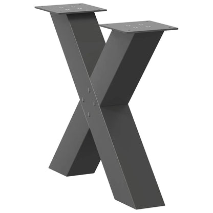 Anthracite Steel X-Shaped Coffee Table Legs, 2 pcs, Adjustable 60x42-43 cm
