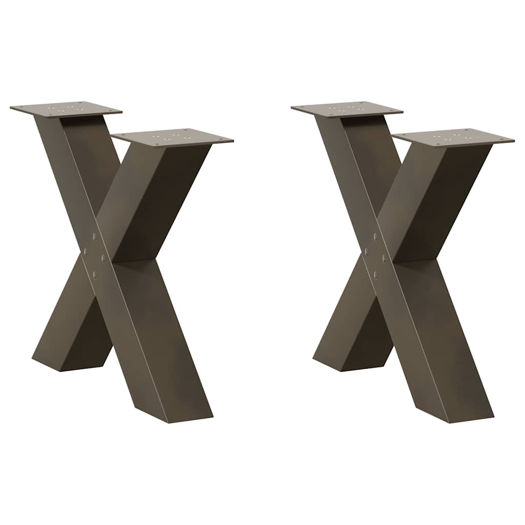 Natural Steel X-Shaped Coffee Table Legs, 2pcs, Adjustable 60cm