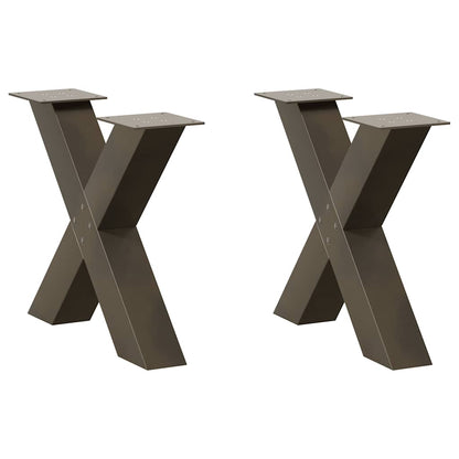 Natural Steel X-Shaped Coffee Table Legs, 2pcs, Adjustable 60cm