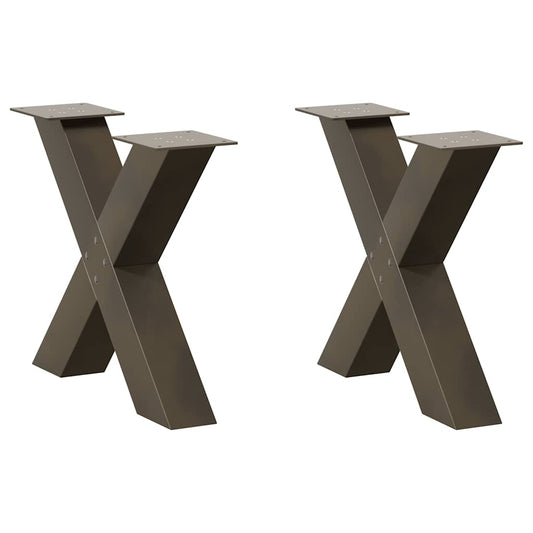 Natural Steel X-Shaped Coffee Table Legs, 2pcs, Adjustable 60cm