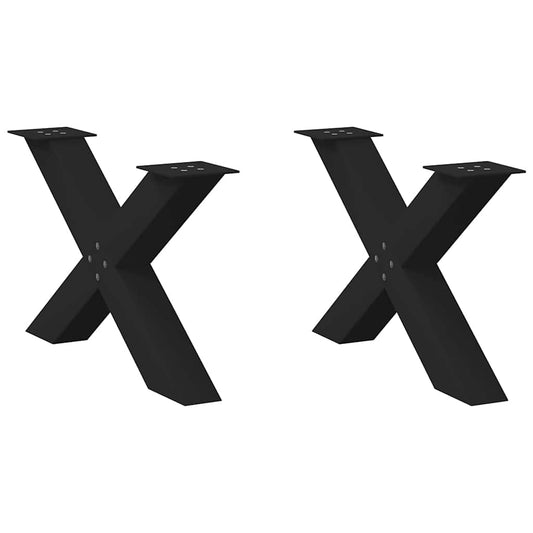 X-Shaped Black Steel Coffee Table Legs, Set of 2, Adjustable 70cm