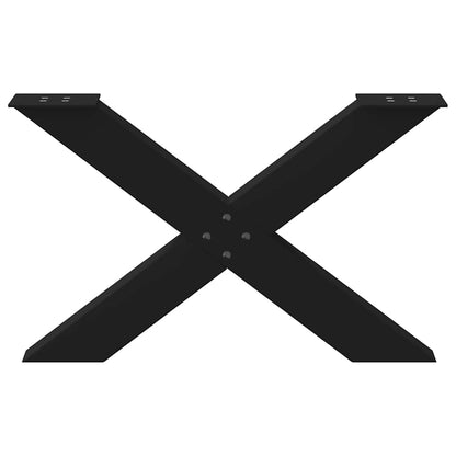 X-Shaped Black Steel Coffee Table Legs, Set of 2, Adjustable 70cm