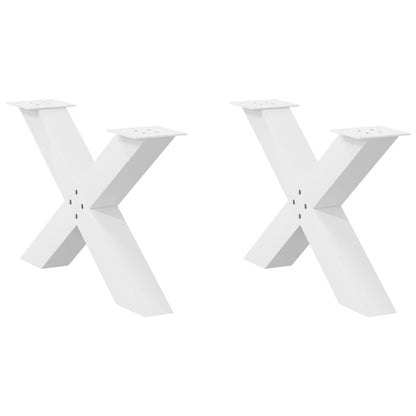 X-Shaped White Steel Coffee Table Legs, 2 pcs, 70x(42-43) cm
