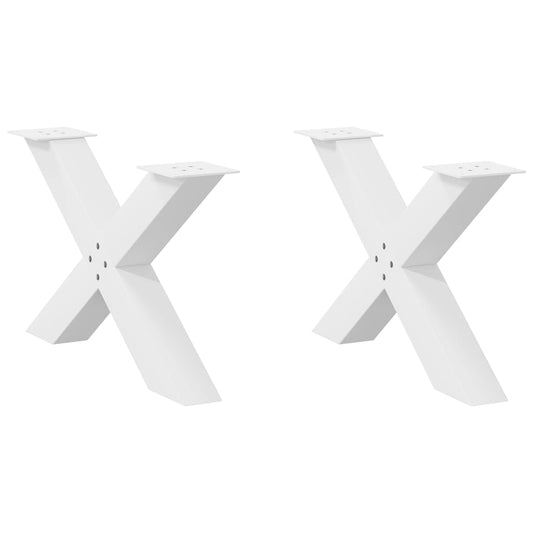 X-Shaped White Steel Coffee Table Legs, 2 pcs, 70x(42-43) cm