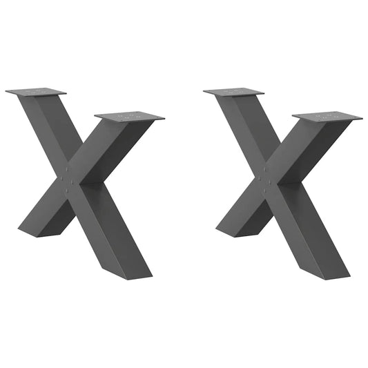 Anthracite Steel X-Shaped Coffee Table Legs, 2pcs, 70cm Adjustable