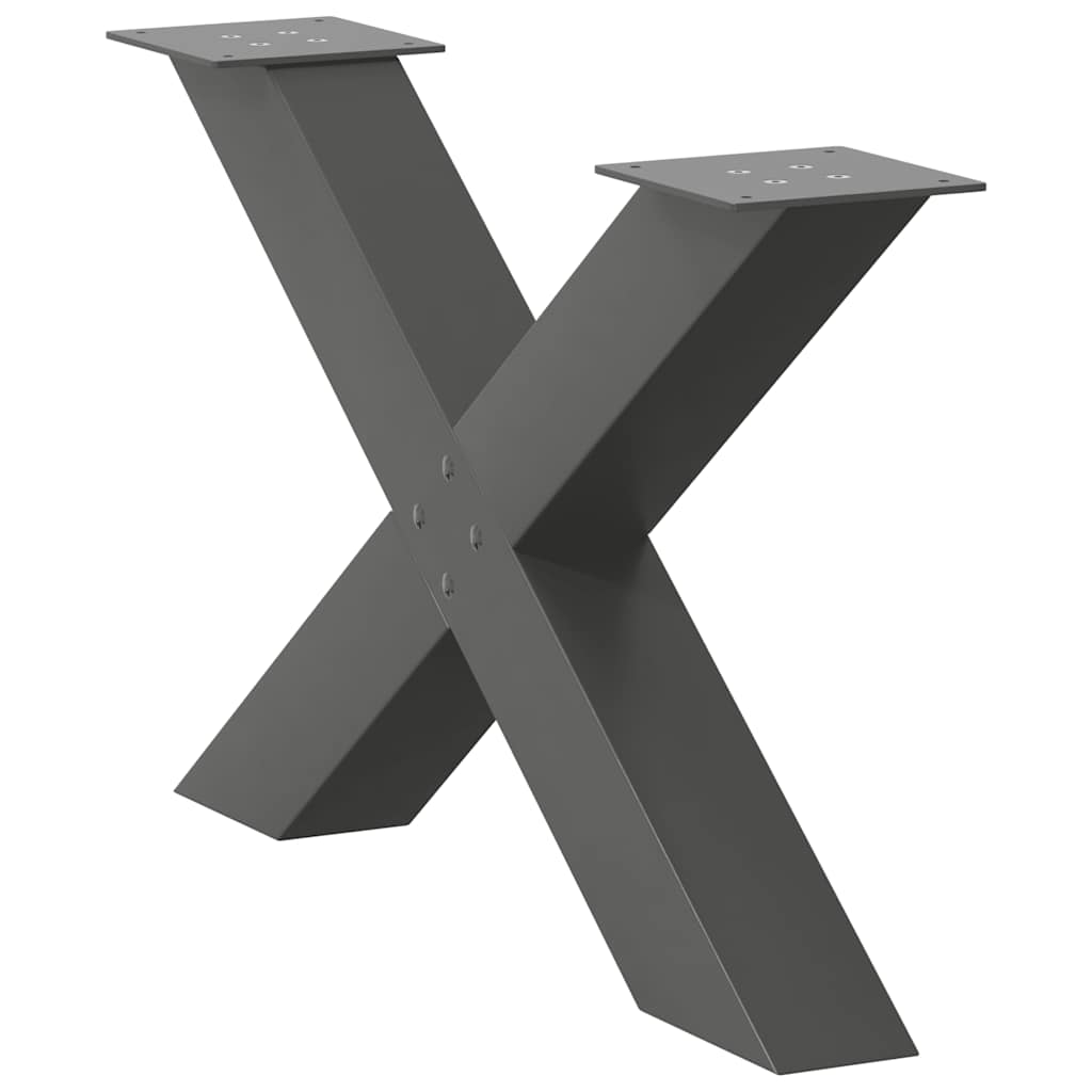 Anthracite Steel X-Shaped Coffee Table Legs, 2pcs, 70cm Adjustable