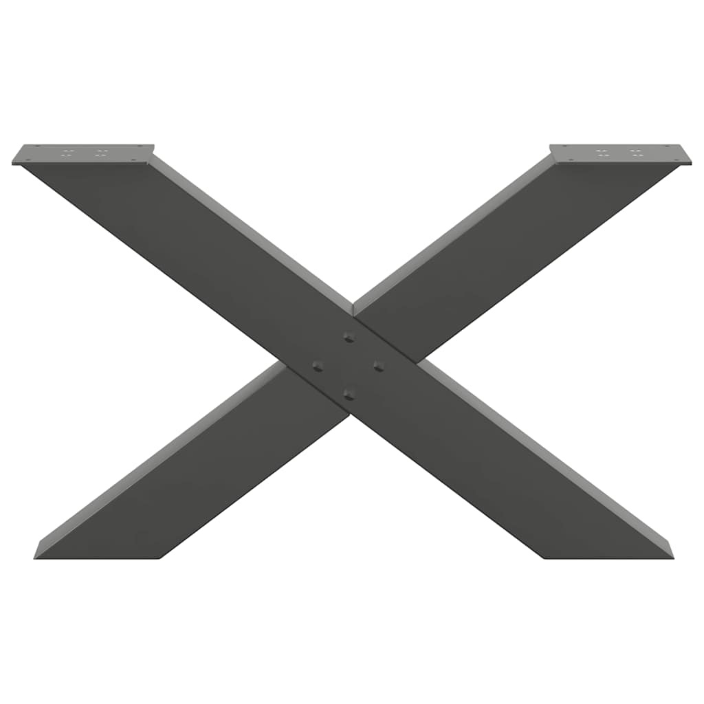 Anthracite Steel X-Shaped Coffee Table Legs, 2pcs, 70cm Adjustable