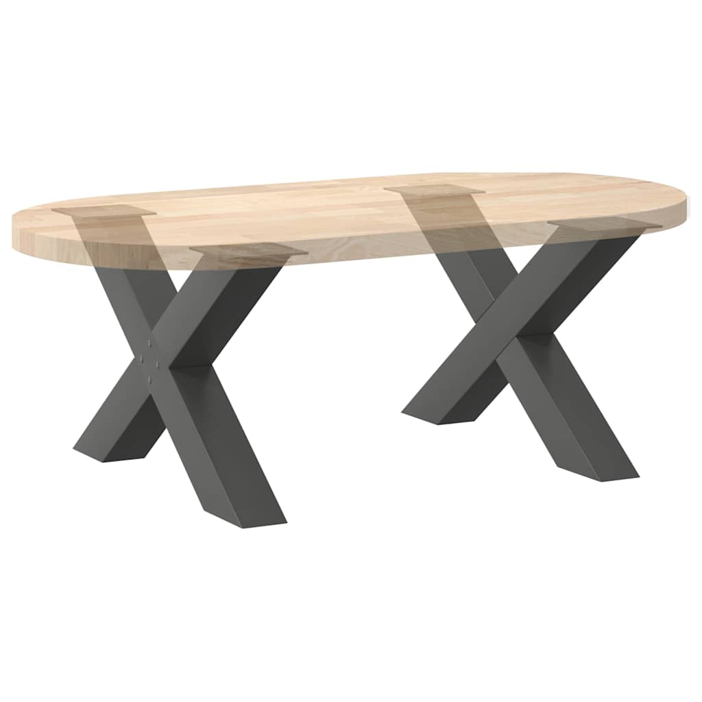 Anthracite Steel X-Shaped Coffee Table Legs, 2pcs, 70cm Adjustable