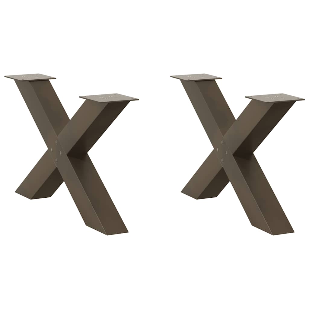 X-Shaped Coffee Table Legs, 2 pcs, Natural Steel, 70x(42-43) cm