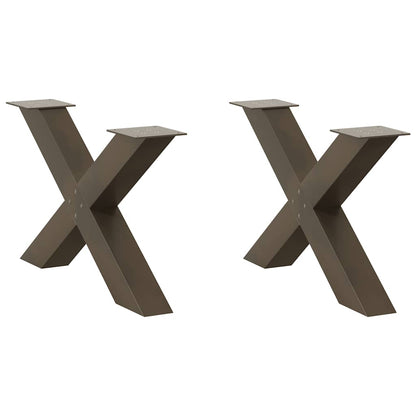 X-Shaped Coffee Table Legs, 2 pcs, Natural Steel, 70x(42-43) cm
