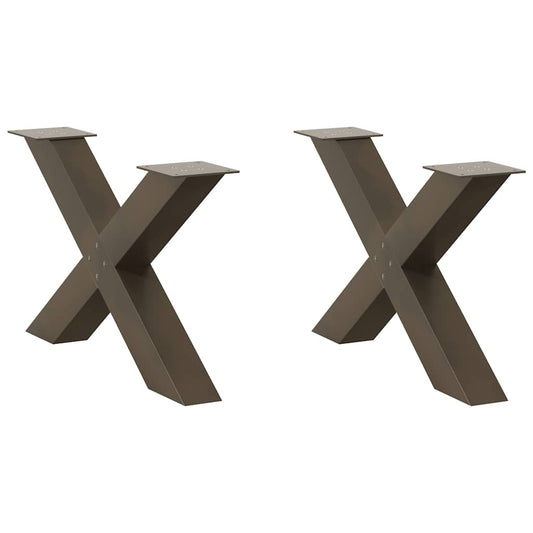 X-Shaped Coffee Table Legs, 2 pcs, Natural Steel, 70x(42-43) cm