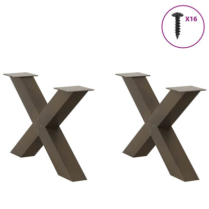 X-Shaped Coffee Table Legs, 2 pcs, Natural Steel, 70x(42-43) cm