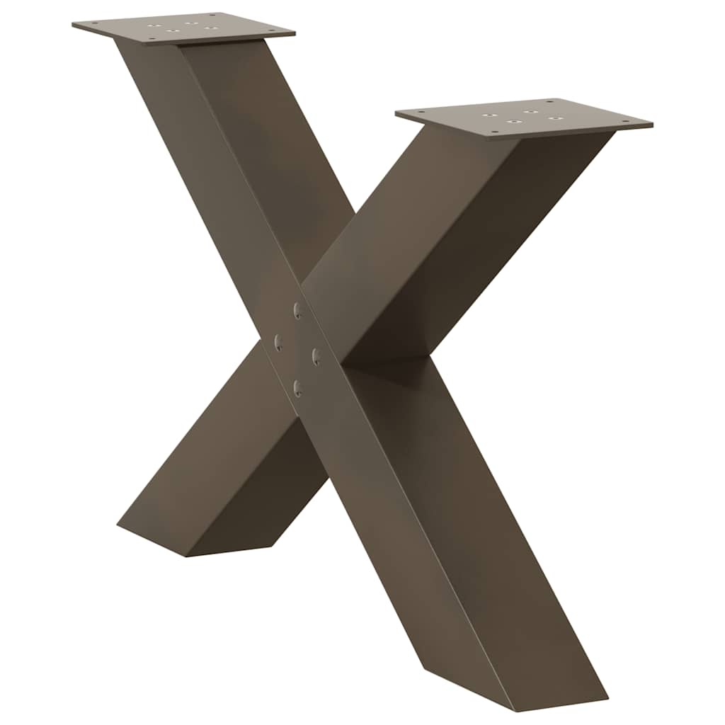 X-Shaped Coffee Table Legs, 2 pcs, Natural Steel, 70x(42-43) cm
