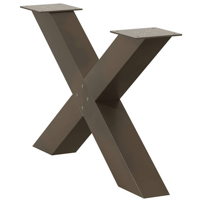 X-Shaped Coffee Table Legs, 2 pcs, Natural Steel, 70x(42-43) cm
