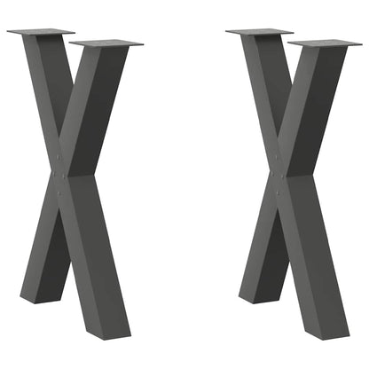 Anthracite Steel X-Shaped Dining Table Legs 2 pcs, Adjustable Height