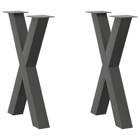Anthracite Steel X-Shaped Dining Table Legs 2 pcs, Adjustable Height