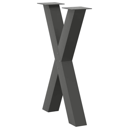 Anthracite Steel X-Shaped Dining Table Legs 2 pcs, Adjustable Height