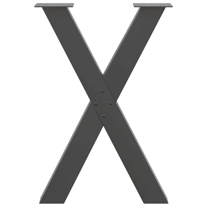 Anthracite Steel X-Shaped Dining Table Legs 2 pcs, Adjustable Height