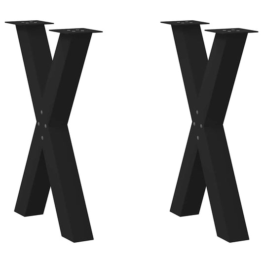 Black Steel X-Shaped Dining Table Legs 2pcs, 60x72-73cm