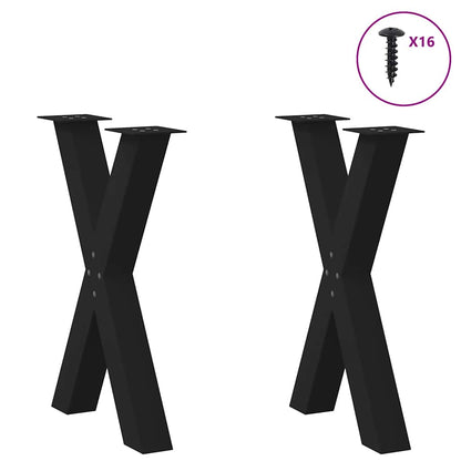 Black Steel X-Shaped Dining Table Legs 2pcs, 60x72-73cm