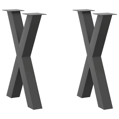 Anthracite Steel X-Shaped Dining Table Legs 2pcs 60x72-73cm
