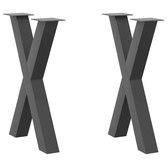 Anthracite Steel X-Shaped Dining Table Legs 2pcs 60x72-73cm