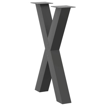 Anthracite Steel X-Shaped Dining Table Legs 2pcs 60x72-73cm