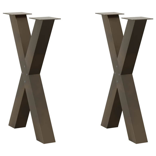 Natural Steel X-Shaped Dining Table Legs 60x72-73 cm, Set of 2