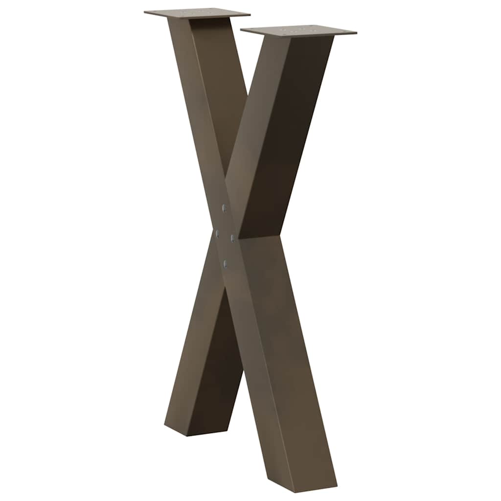 Natural Steel X-Shaped Dining Table Legs 60x72-73 cm, Set of 2