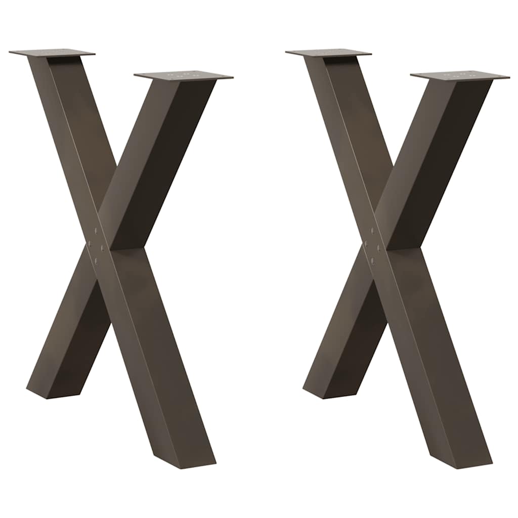 Natural Steel X-Shaped Dining Table Legs, 2 Pcs, Adjustable 70-73cm
