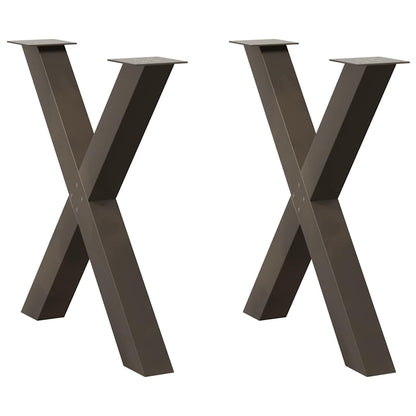 Natural Steel X-Shaped Dining Table Legs, 2 Pcs, Adjustable 70-73cm