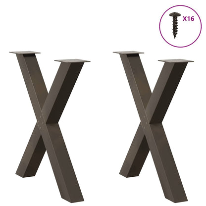 Natural Steel X-Shaped Dining Table Legs, 2 Pcs, Adjustable 70-73cm
