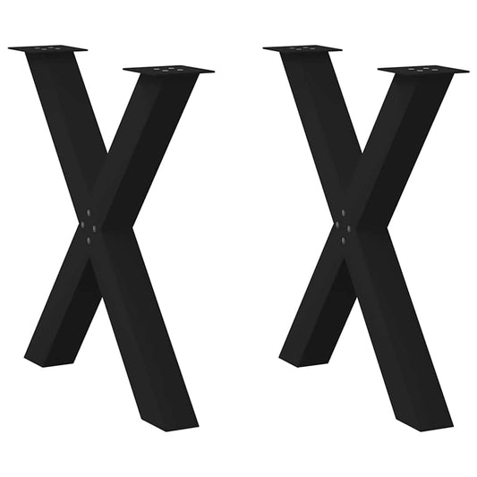 Black Steel X-Shaped Dining Table Legs, Adjustable, 2 pcs, 80x73 cm