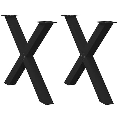 X-Shaped Black Steel Dining Table Legs 2 Pcs, Adjustable 90cm