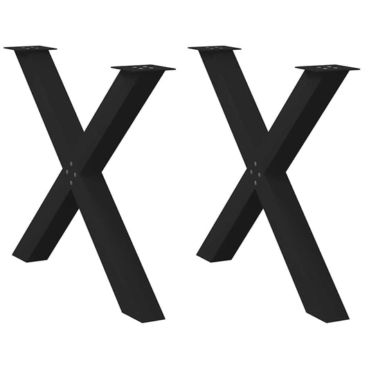 X-Shaped Black Steel Dining Table Legs 2 Pcs, Adjustable 90cm
