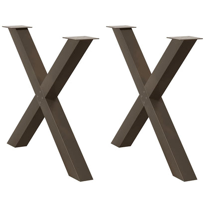 Natural Steel X-Shaped Dining Table Legs, 2pcs, 90cm Adjustable Height