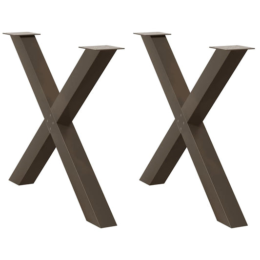 Natural Steel X-Shaped Dining Table Legs, 2pcs, 90cm Adjustable Height