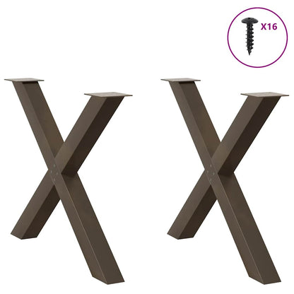 Natural Steel X-Shaped Dining Table Legs, 2pcs, 90cm Adjustable Height