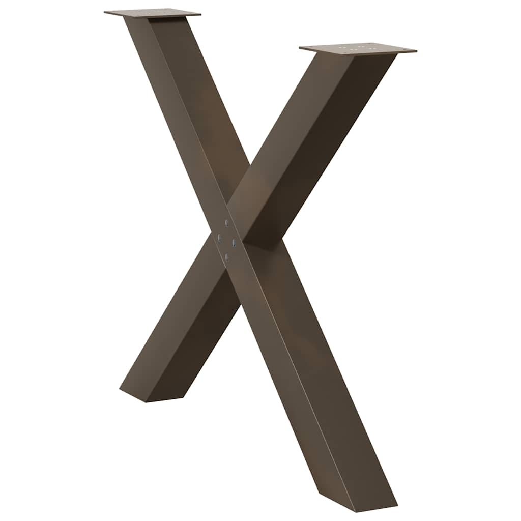 Natural Steel X-Shaped Dining Table Legs, 2pcs, 90cm Adjustable Height