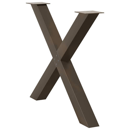 Natural Steel X-Shaped Dining Table Legs, 2pcs, 90cm Adjustable Height