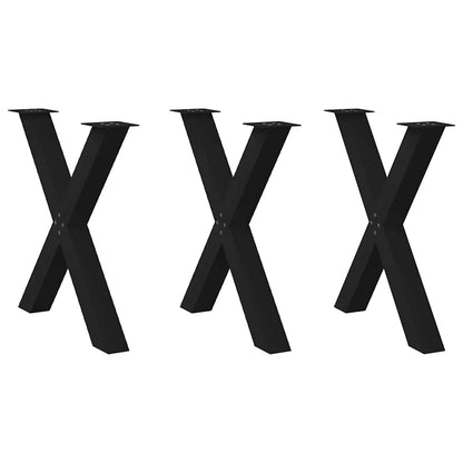 X-Shaped Steel Dining Table Legs - Black, Adjustable 70x(72-73) cm