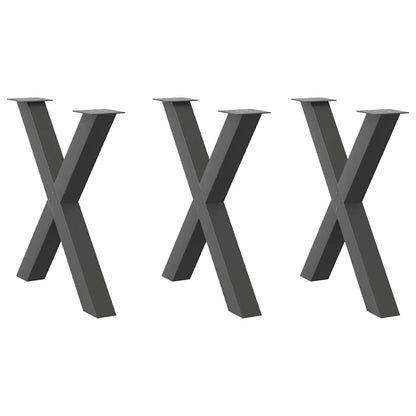 Anthracite Steel X-Shaped Dining Table Legs, 3pcs, 70x(72-73) cm