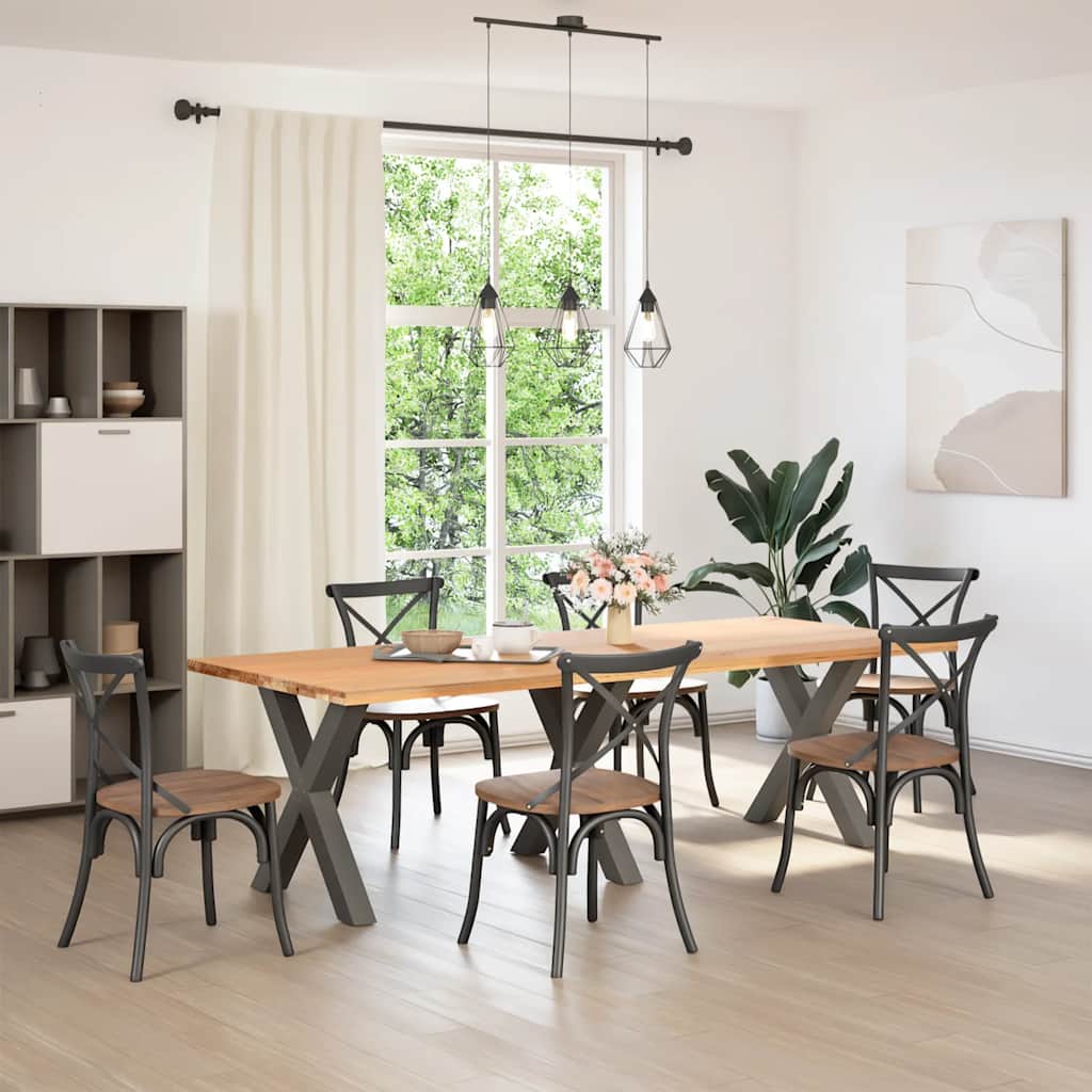 Anthracite Steel X-Shaped Dining Table Legs, 3pcs, 70x(72-73) cm