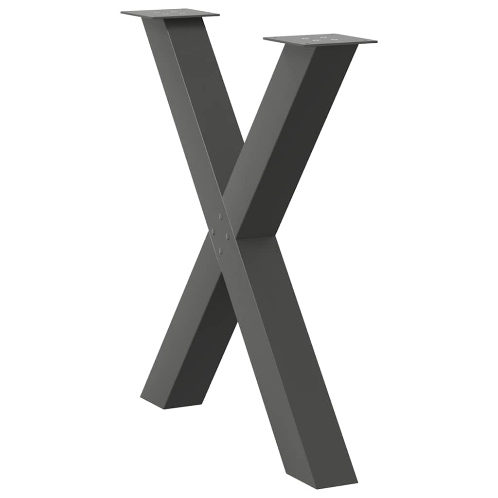 Anthracite Steel X-Shaped Dining Table Legs, 3pcs, 70x(72-73) cm