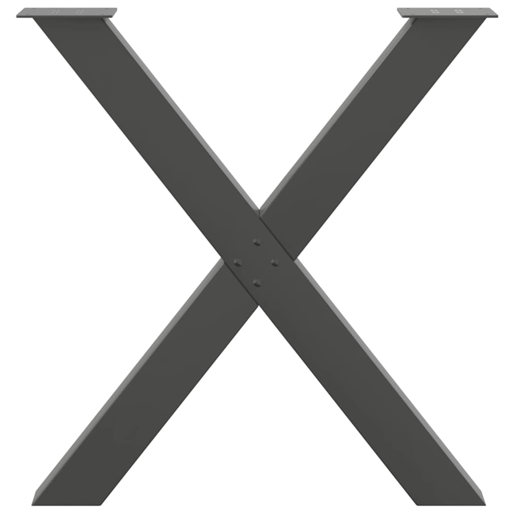 Anthracite Steel X-Shaped Dining Table Legs, 3pcs, 70x(72-73) cm