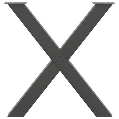 Anthracite Steel X-Shaped Dining Table Legs, 3pcs, 70x(72-73) cm