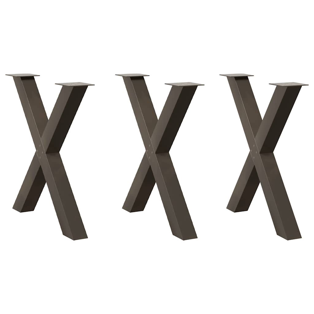 X-Shaped Natural Steel Dining Table Legs - Set of 3, Adjustable 70x72-73cm