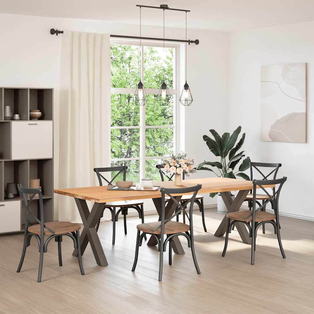 X-Shaped Natural Steel Dining Table Legs - Set of 3, Adjustable 70x72-73cm